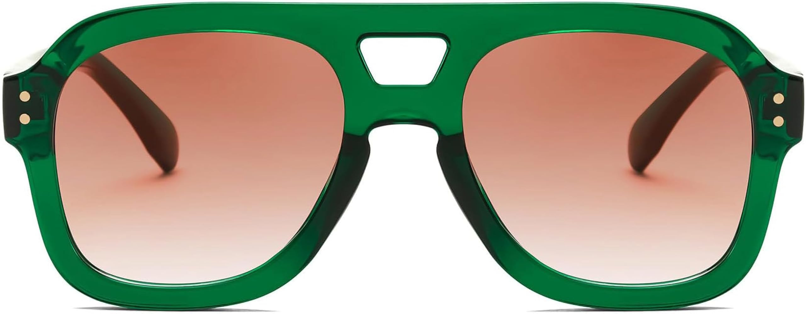 FEISEDY Vintage Aviator Sunglasses Double Bridge Women Men Large Square Thick Frame Trendy Eyewea... | Amazon (US)
