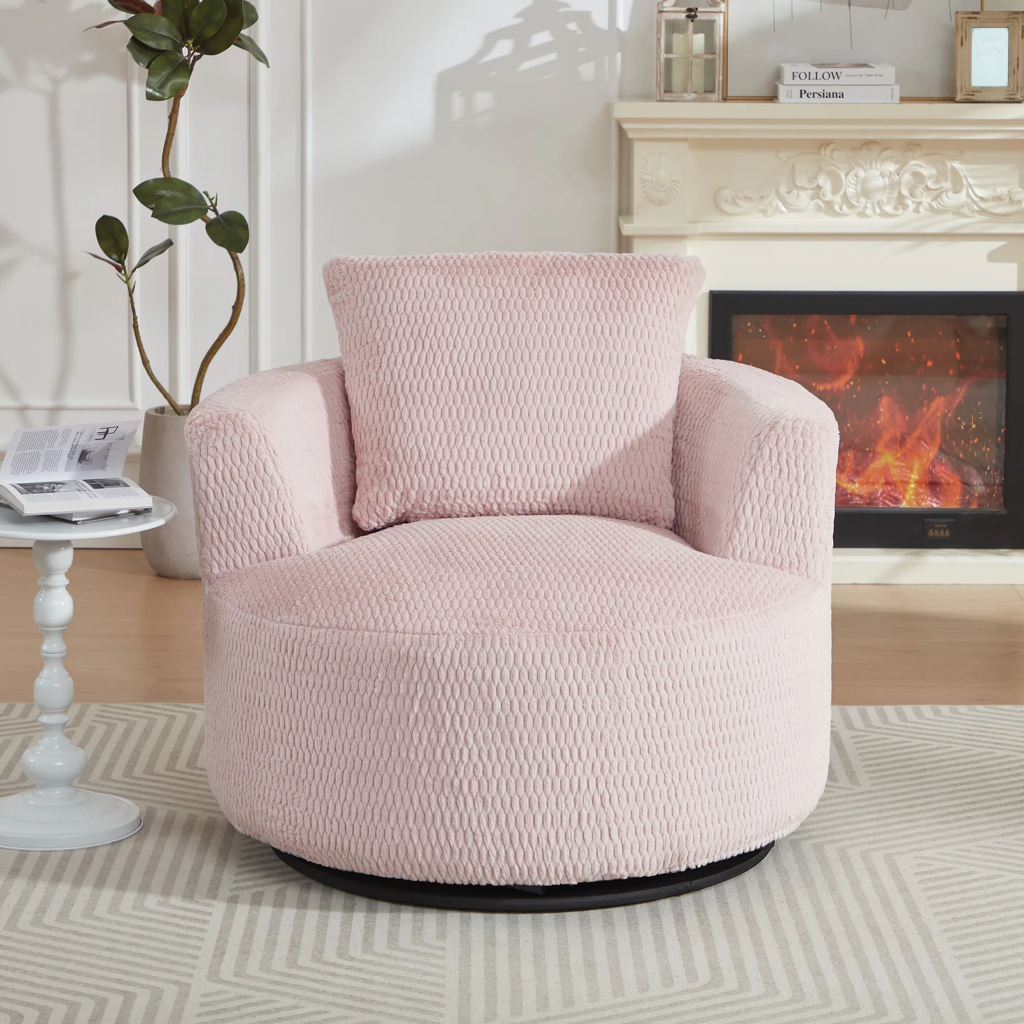 ° Swivel Comfort Faux Fur Lounge Accent Chair For Living Room & Office | Wayfair North America
