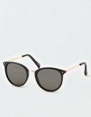 AEO Black + Gold Plastic Sunglasses | American Eagle Outfitters (US & CA)