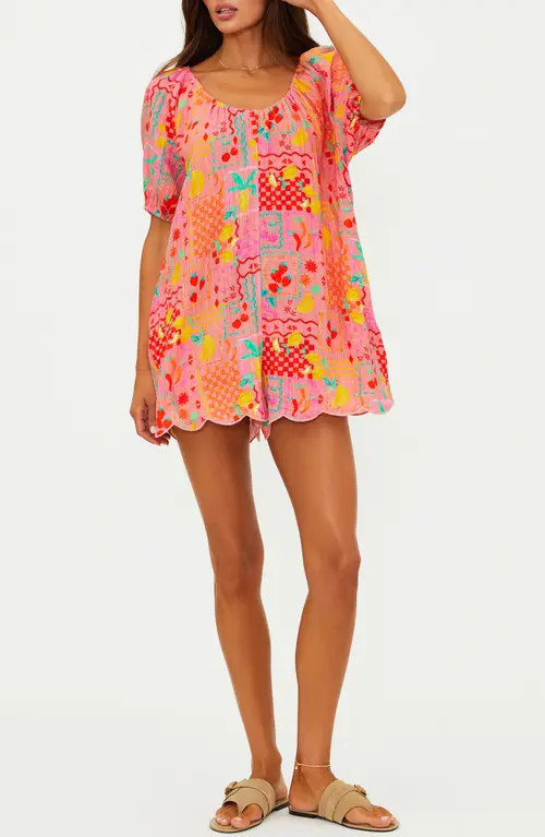Beach Riot Ellery Printed Cotton Cover-Up Romper in Passion Fruit at Nordstrom, Size Small | Nordstrom