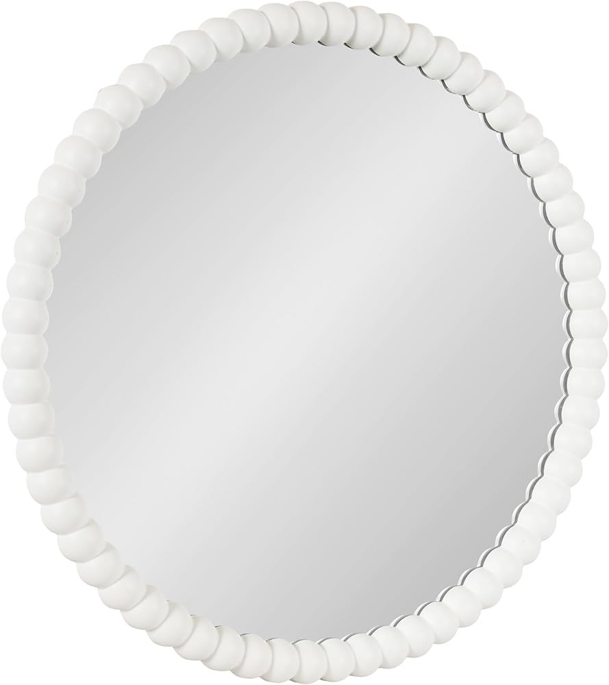 Kate and Laurel Bronte Modern Glam Round Beaded Wall Mirror, 28 Inch Diameter, White, Transitiona... | Amazon (US)