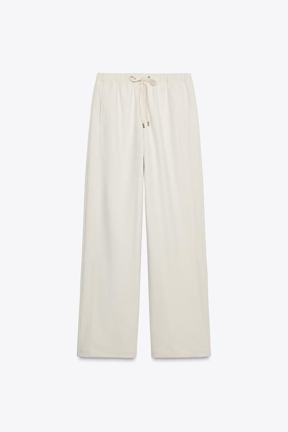 TEXTURED WIDE LEG PANTS | Zara US