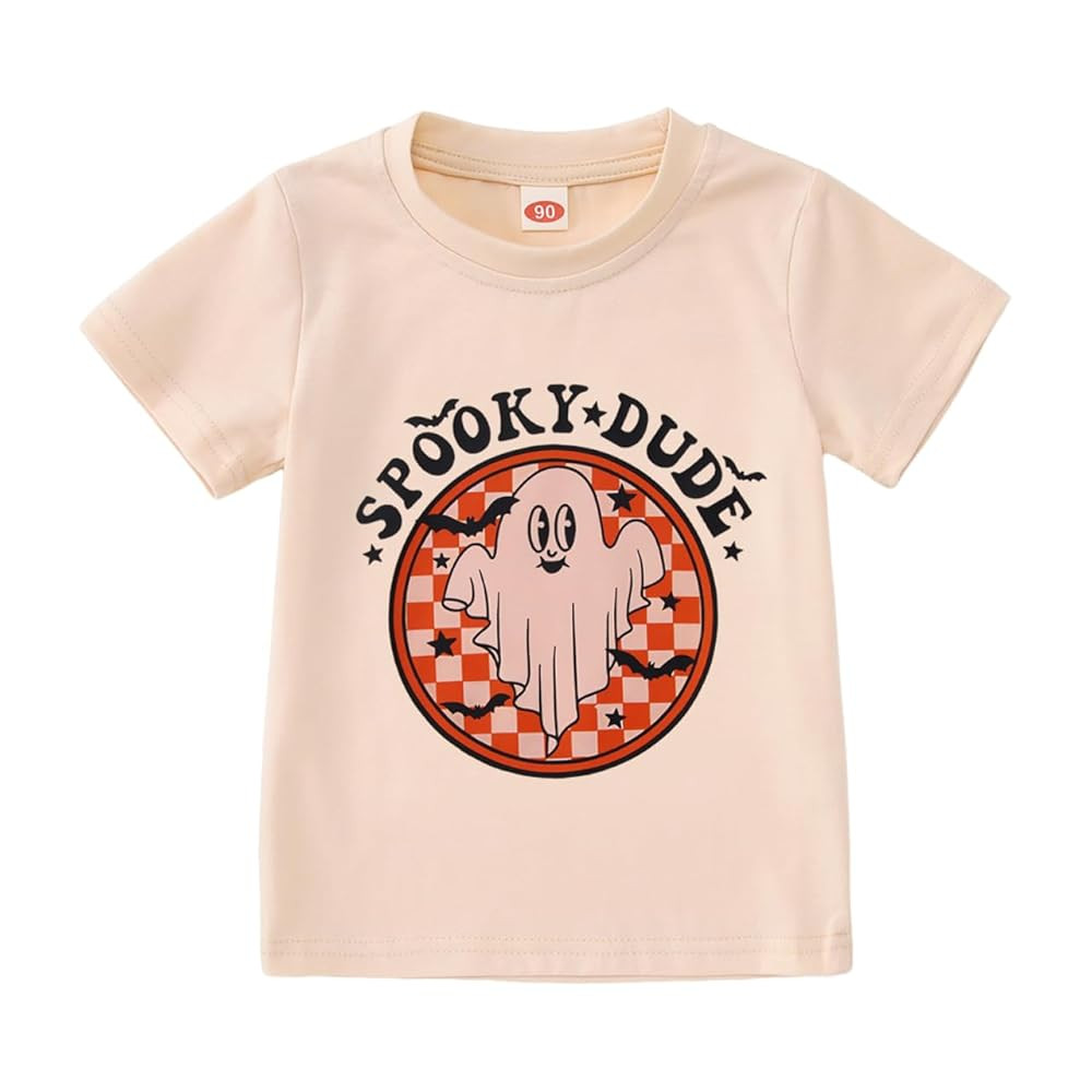 MODNTOGA Toddler Boy Halloween T-Shirt Baby Girl Ghost Graphic Tops Spooky Dude Letter Tee Short ... | Amazon (US)