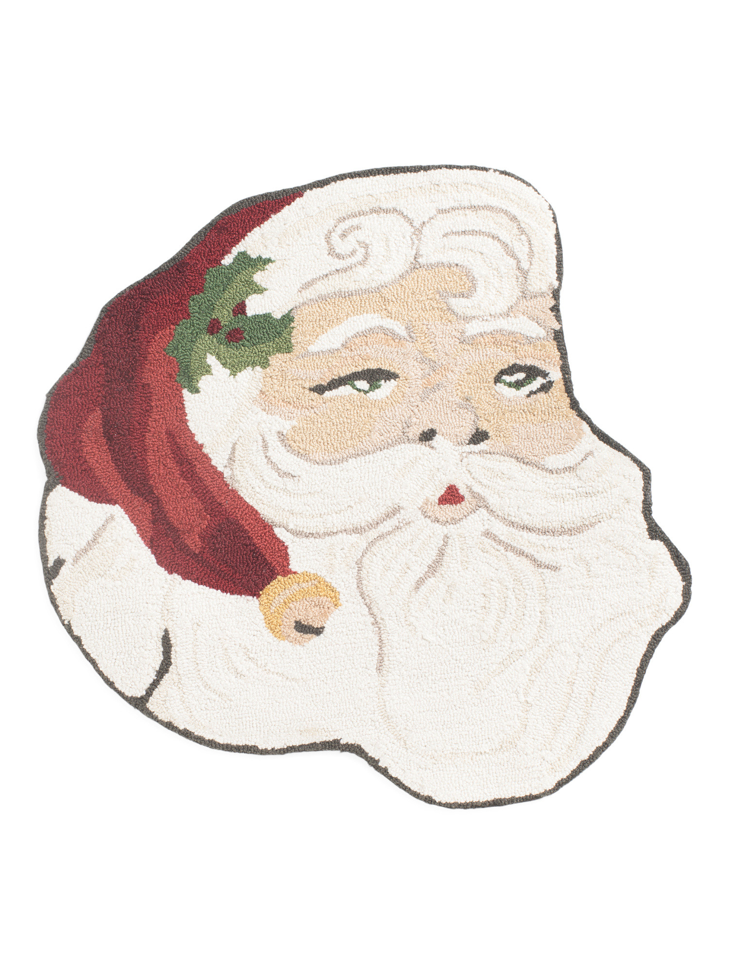 30in Vintage Santa Shaped Hooked Rug | TJ Maxx