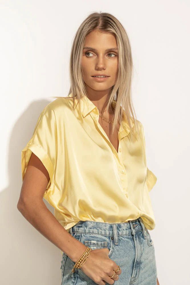 Mary Button Down Top in Yellow - XS / Yellow - böhme | Bohme