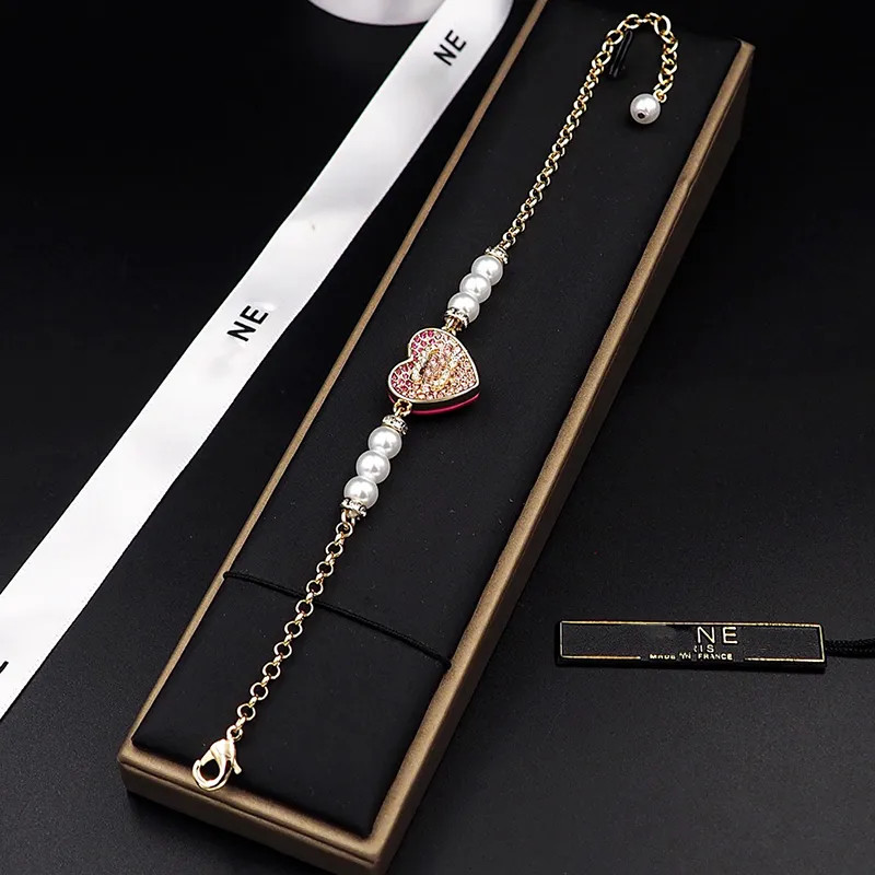 Designer Bracelet for Women Charm Bracelet Pearls Heart Pink Rhinestones Fashion Trend Bracelets ... | DHGate