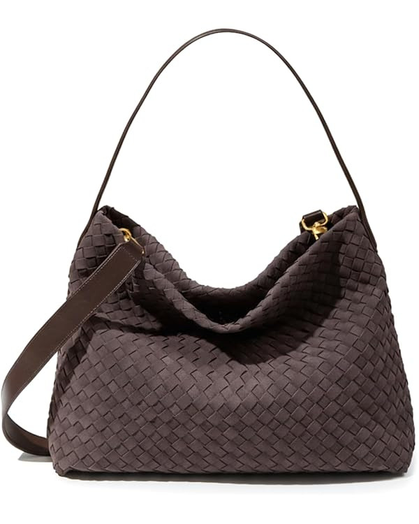 Women's Braided Leather Tote Bag Stylish Suede Hobo Shoulder Bag with Woven Details | Amazon (US)