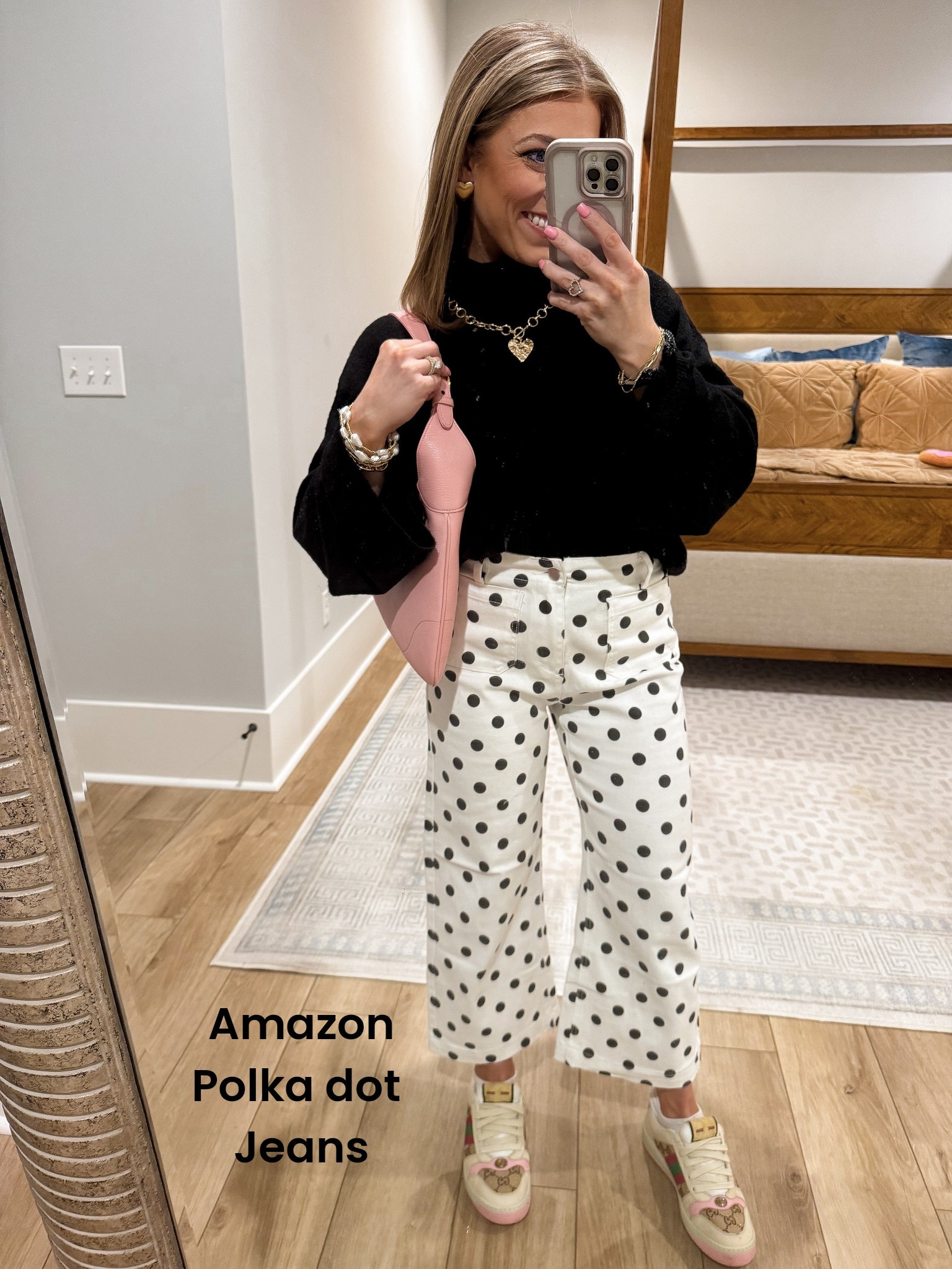 Birthday dinner outfit details 🎉✨ I wore this Amazon polka dot jeans + mock neck sweater combo to celebrate my brother’s birthday, and it was the perfect mix of chic and comfortable. These polka dot jeans make such a fun statement while still feeling easy and wearable, and the mock neck sweater balances the look with a classic, polished vibe.

I love how this outfit works for a night out, dinner plans, or any special occasion when you want to look put together without trying too hard. Add a cute bag and sneakers or heels and you’re set. Both pieces are Amazon finds and linked for you in LTK 🤍🖤

#AmazonFashion #AmazonOutfit #PolkaDotJeans #MockNeckSweater #DinnerOutfit #BirthdayOutfit #NightOutStyle #EverydayChic #AffordableFashion #WomensStyle #StyleInspo #LTKStyle #LTKUnder50