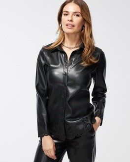 Faux Leather Embroidered Cutwork Shirt | Chico's