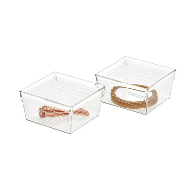 iDesign Sierra Clear Plastic Drawer and Shelf Organizer Trays, 4" L x 4" W x 2.75" H, Pack of 2 -... | Walmart (US)