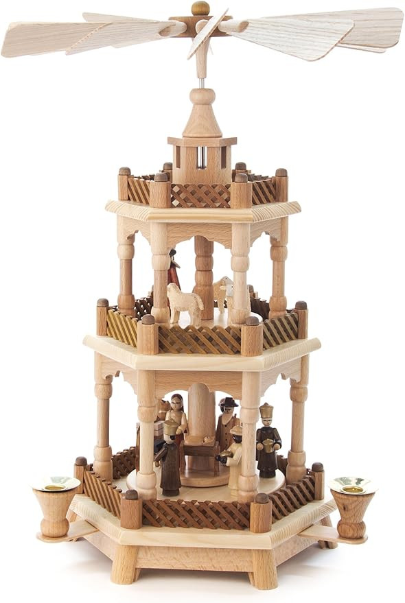 Amazon.com: Authentic German Erzgebirge Handcraft 3-tier pyramid Nativity scene natural wood - 42... | Amazon (US)