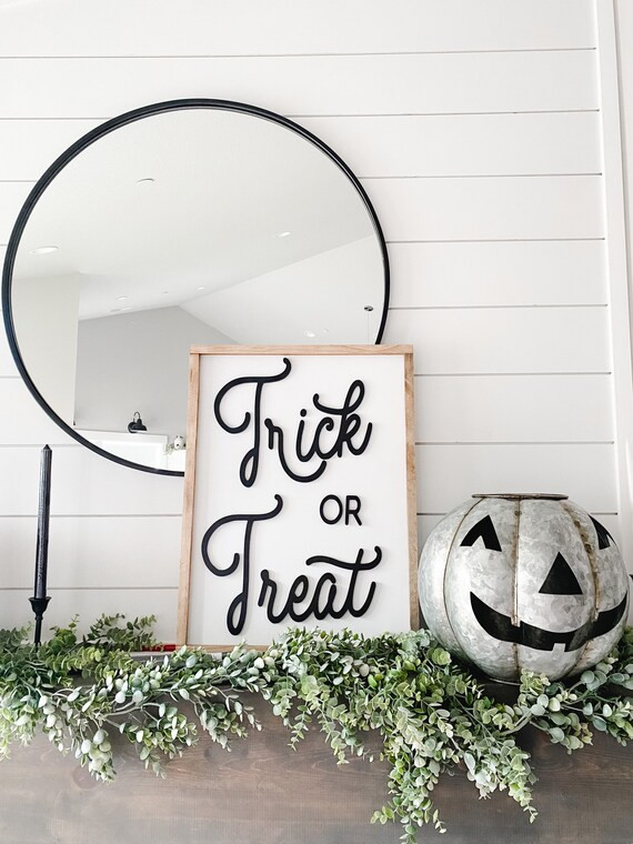 Trick or Treat Sign  Fireplace Mantel Sign Halloween Sign  | Etsy | Etsy (US)
