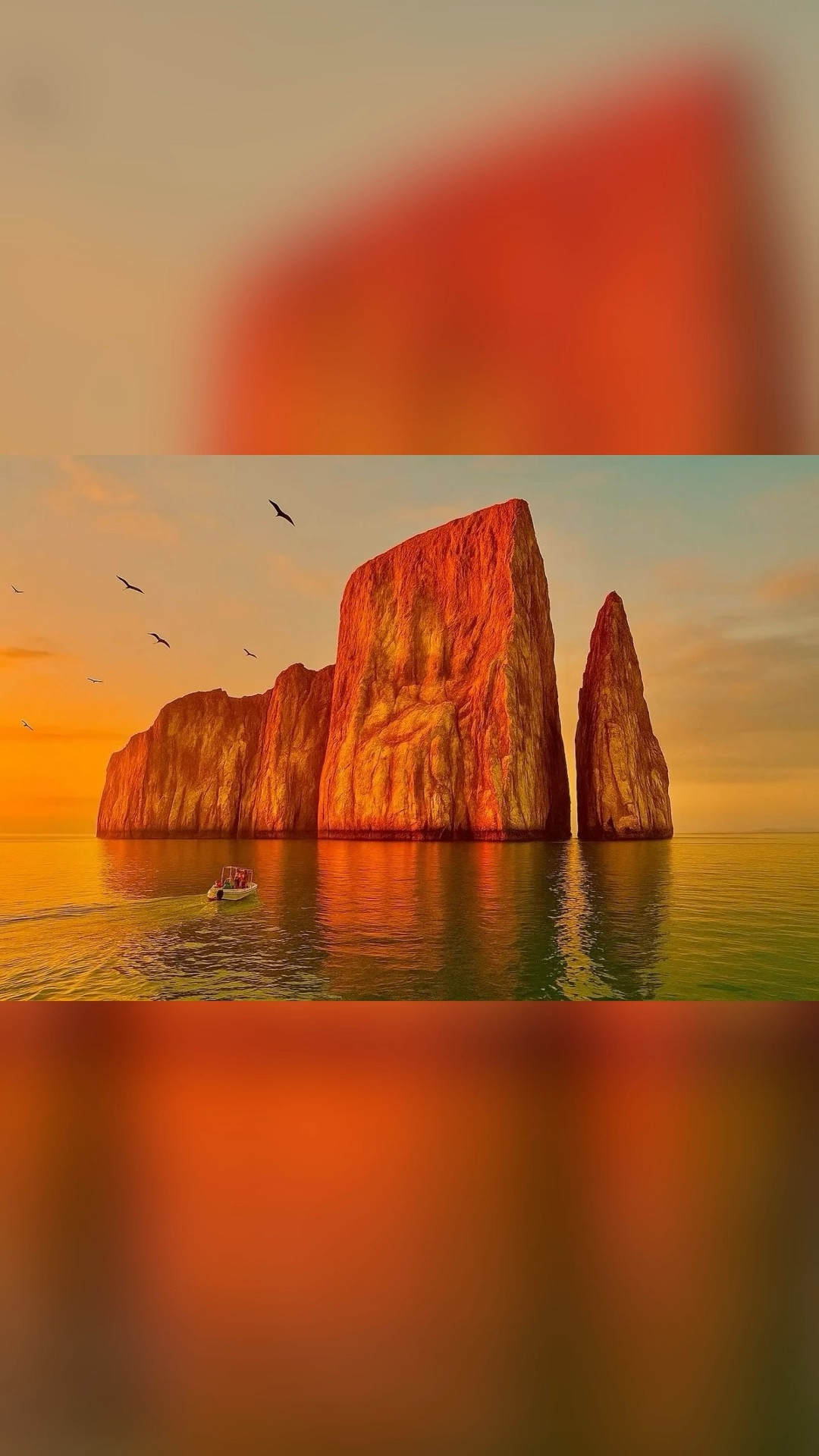 Experience the beauty of sunrise over the Pacific as you approach the Sleeping Lion. Dive into this blog post for a rich description of this stunning volcanic formation off San Cristóbal Island.