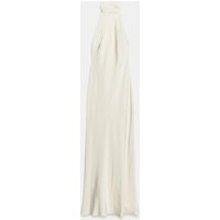 Zara - Long Satin Dress With Tie Detail - Oyster-White - S - Woman | Zara UK