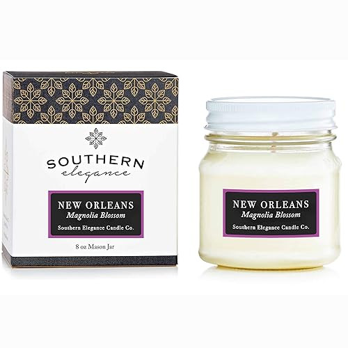 Southern Elegance | New Orleans: (Magnolia Blossom) Scented Candle | 8oz Mason | Handcrafted in t... | Amazon (US)