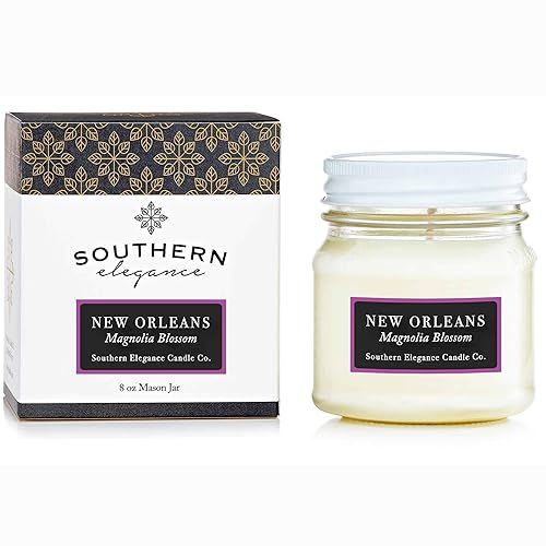 Southern Elegance | New Orleans: (Magnolia Blossom) Scented Candle | 8oz Mason | Handcrafted in t... | Amazon (US)