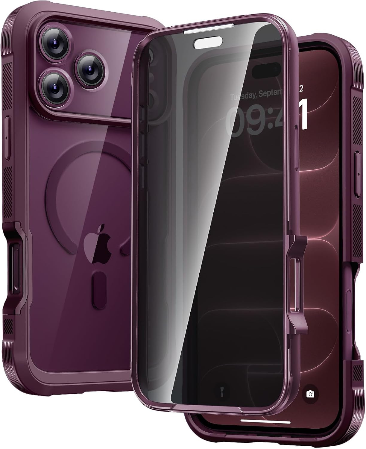 Diaclara Magnetic for iPhone 18 Pro Case with Privacy Protector, Burgundy | Amazon (US)