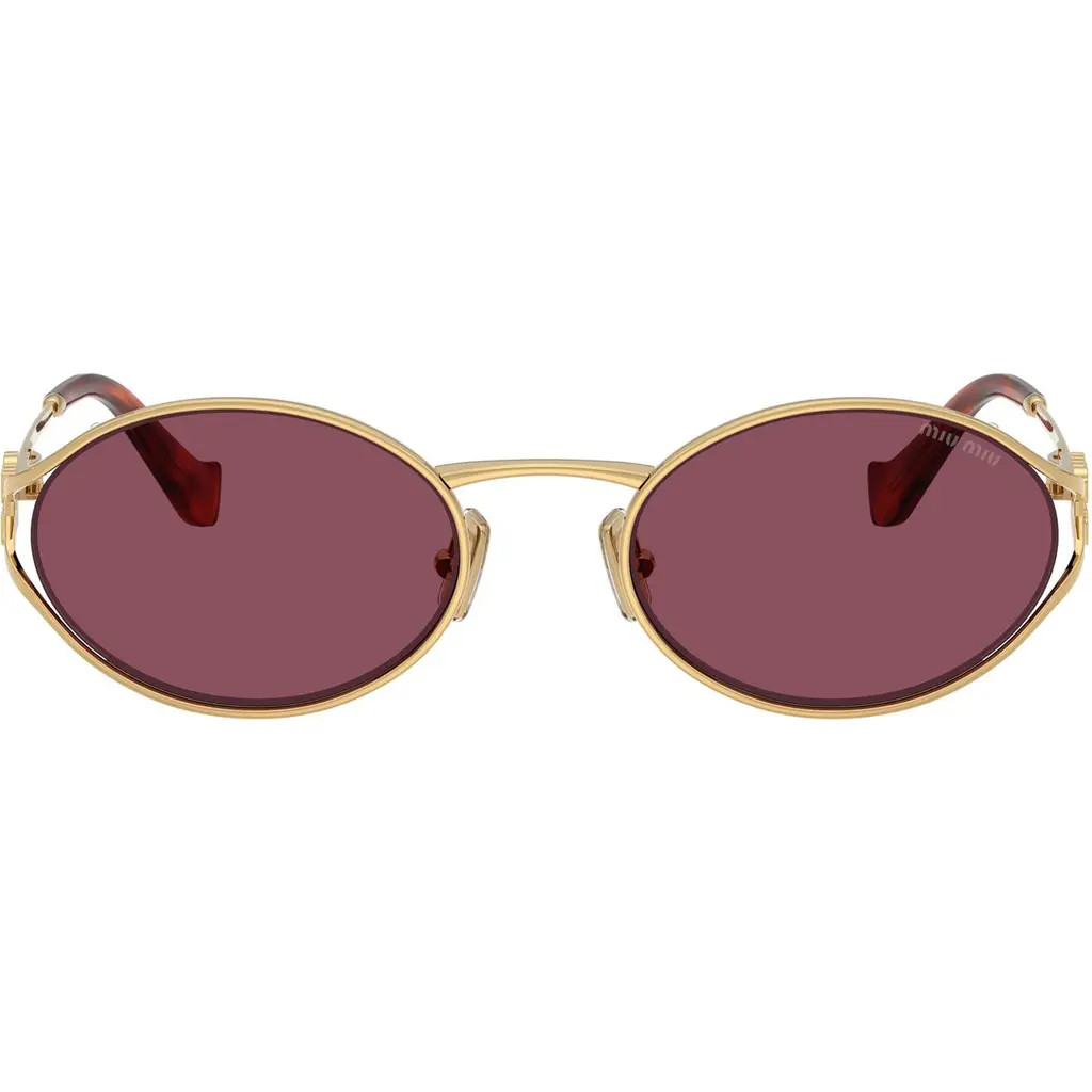 Miu Miu 54mm Oval Sunglasses in Gold /Bordeaux at Nordstrom | Nordstrom