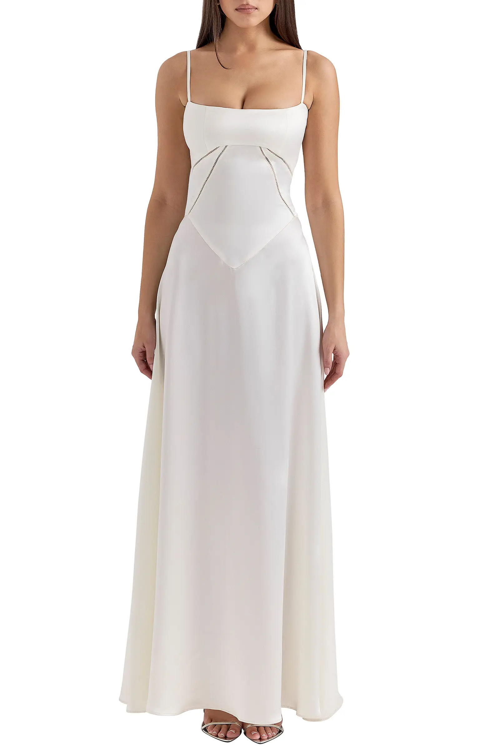 HOUSE OF CB Anabella Lace-Up Satin Gown | Nordstrom | Nordstrom