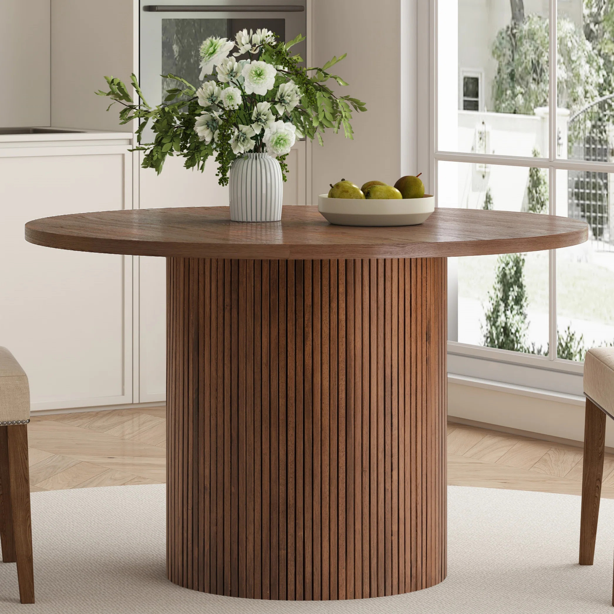 Charleily 47.2'' Pedestal Wood Round Dining Table | Wayfair North America