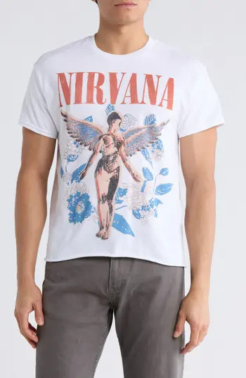 Merch Traffic Nirvana Graphic T-Shirt in Solid White at Nordstrom Rack, Size Medium | Nordstrom Rack