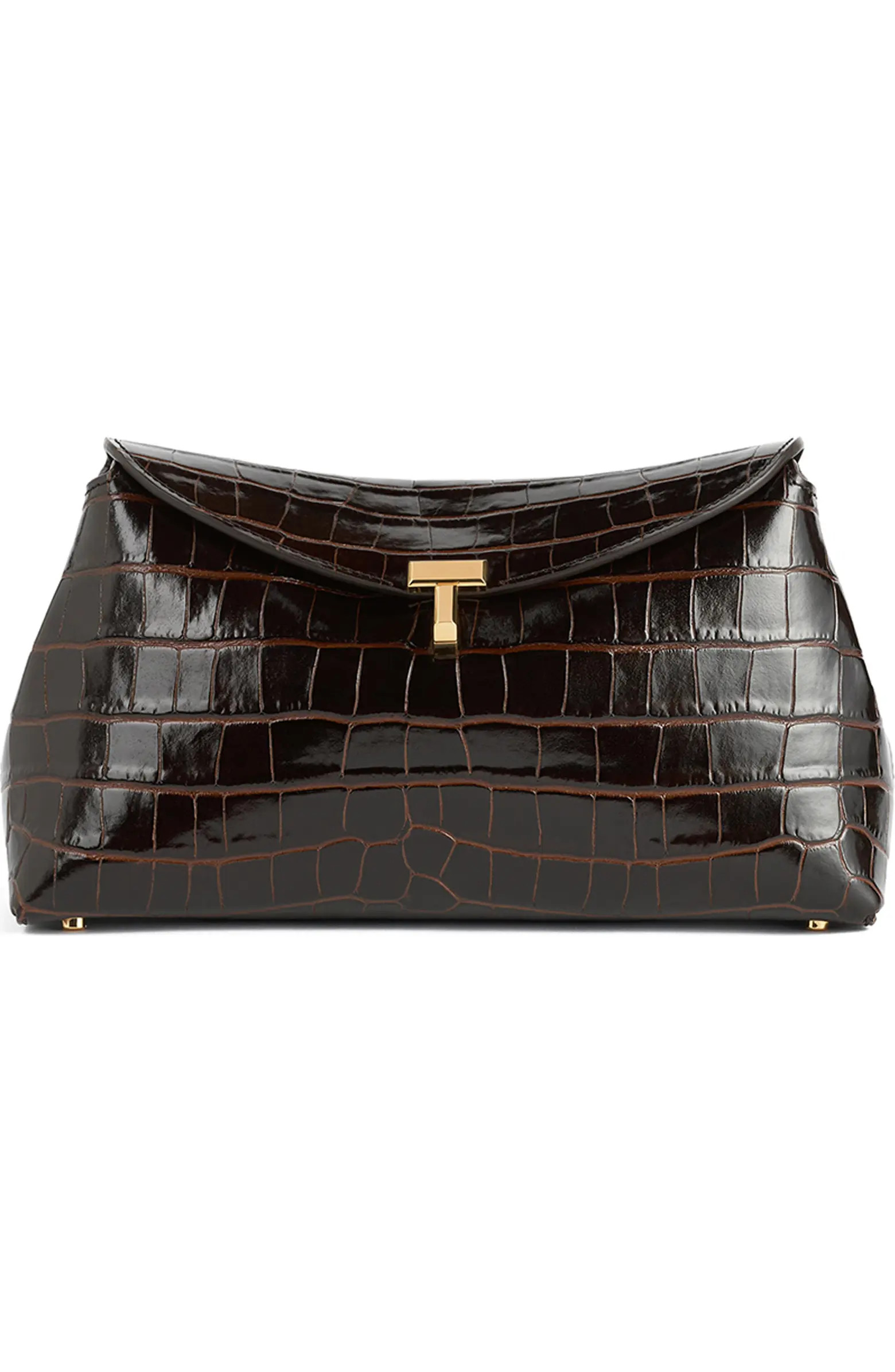 T-Lock Croc Embossed Leather Clutch | Nordstrom