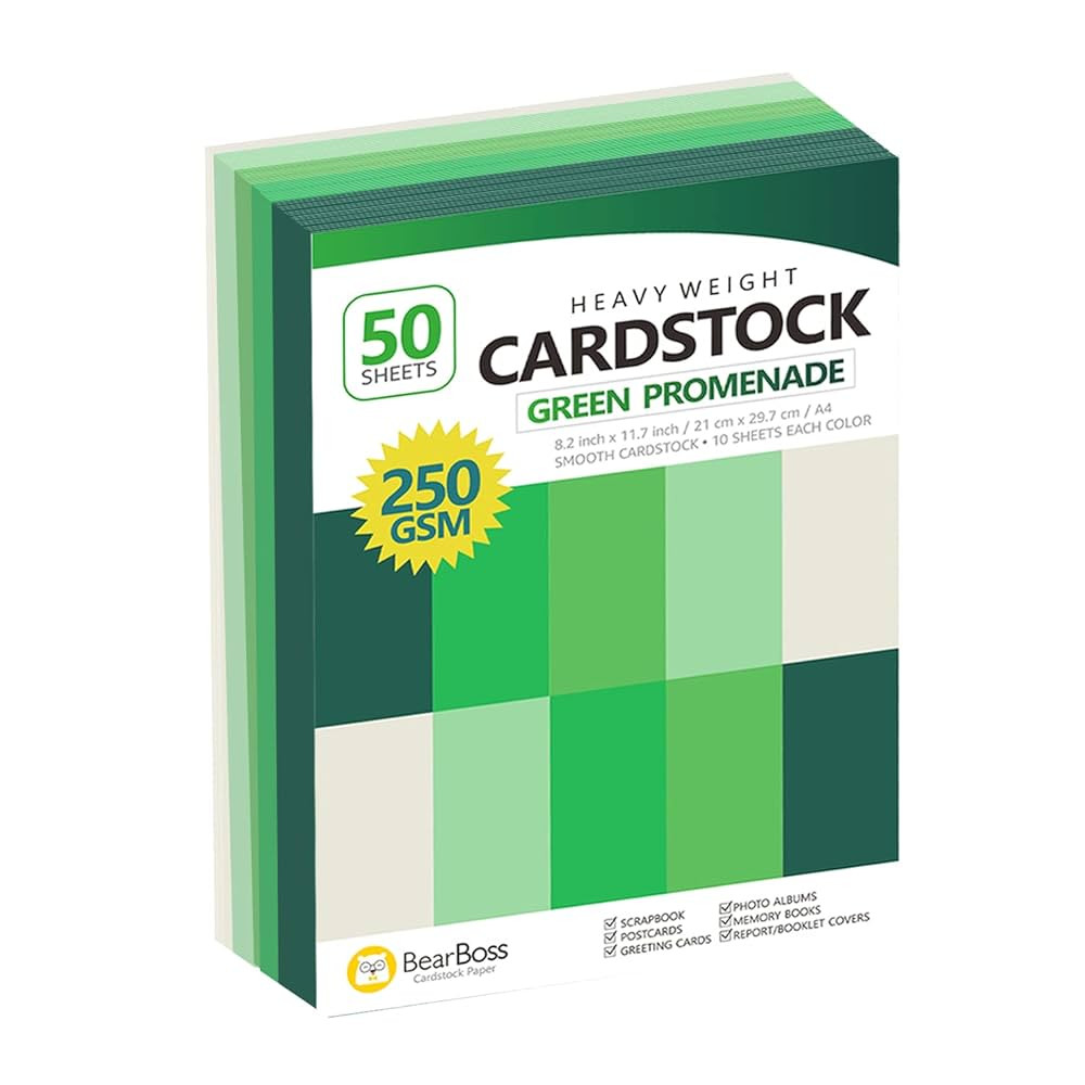Green Colored Cardstock Thick Paper 50 Sheets, 8.5" x 11" Heavyweight 92lb Cover Card Stock for C... | Amazon (US)