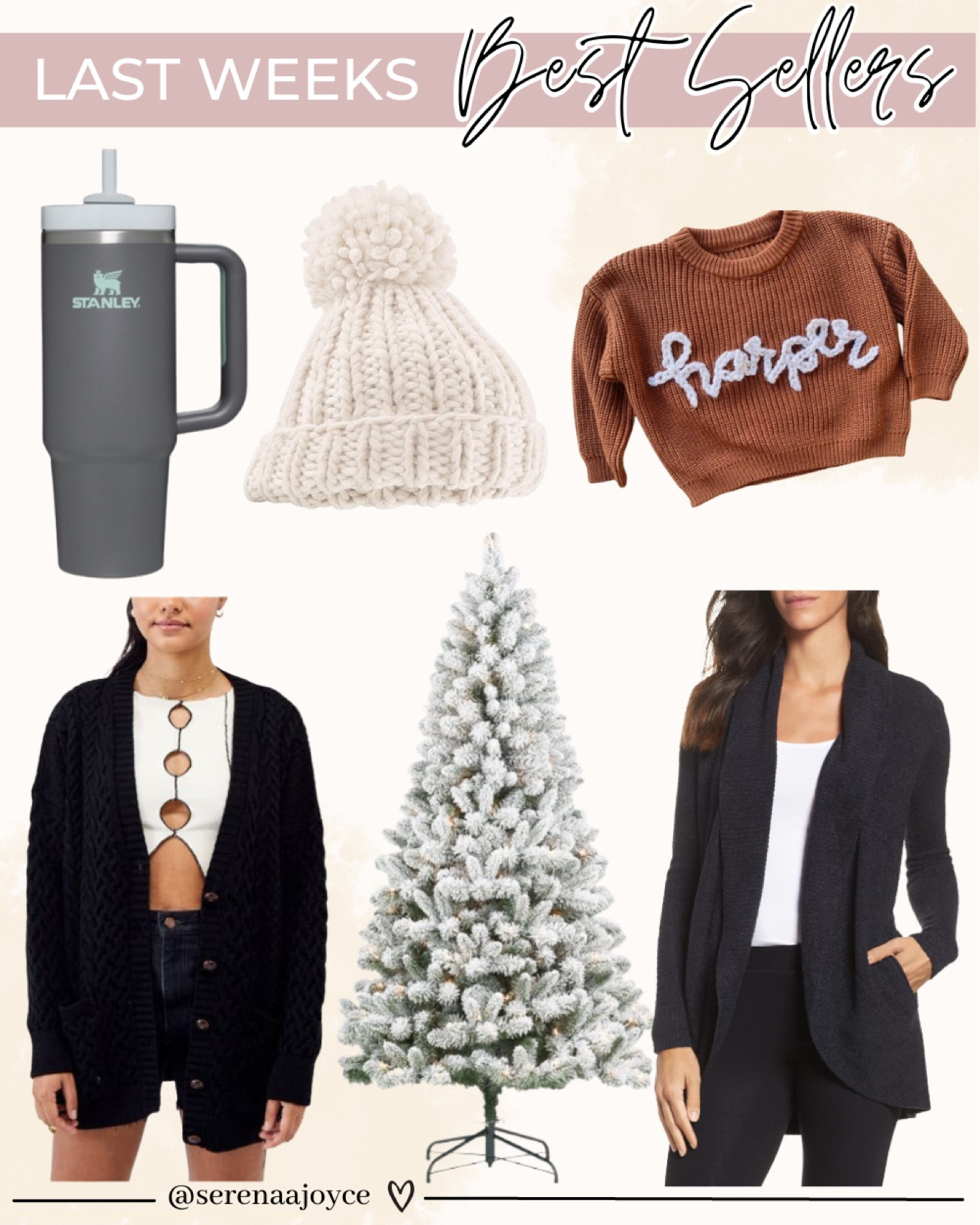 Last weeks best sellers
1) Stanley tumbler
2) free people cardigan
3) Walmart Christmas tree
4) chunky knit beanie
5) barefoot dreams cardigan
6) custom baby sweater

#LTKSeasonal #LTKHoliday #LTKGiftGuide