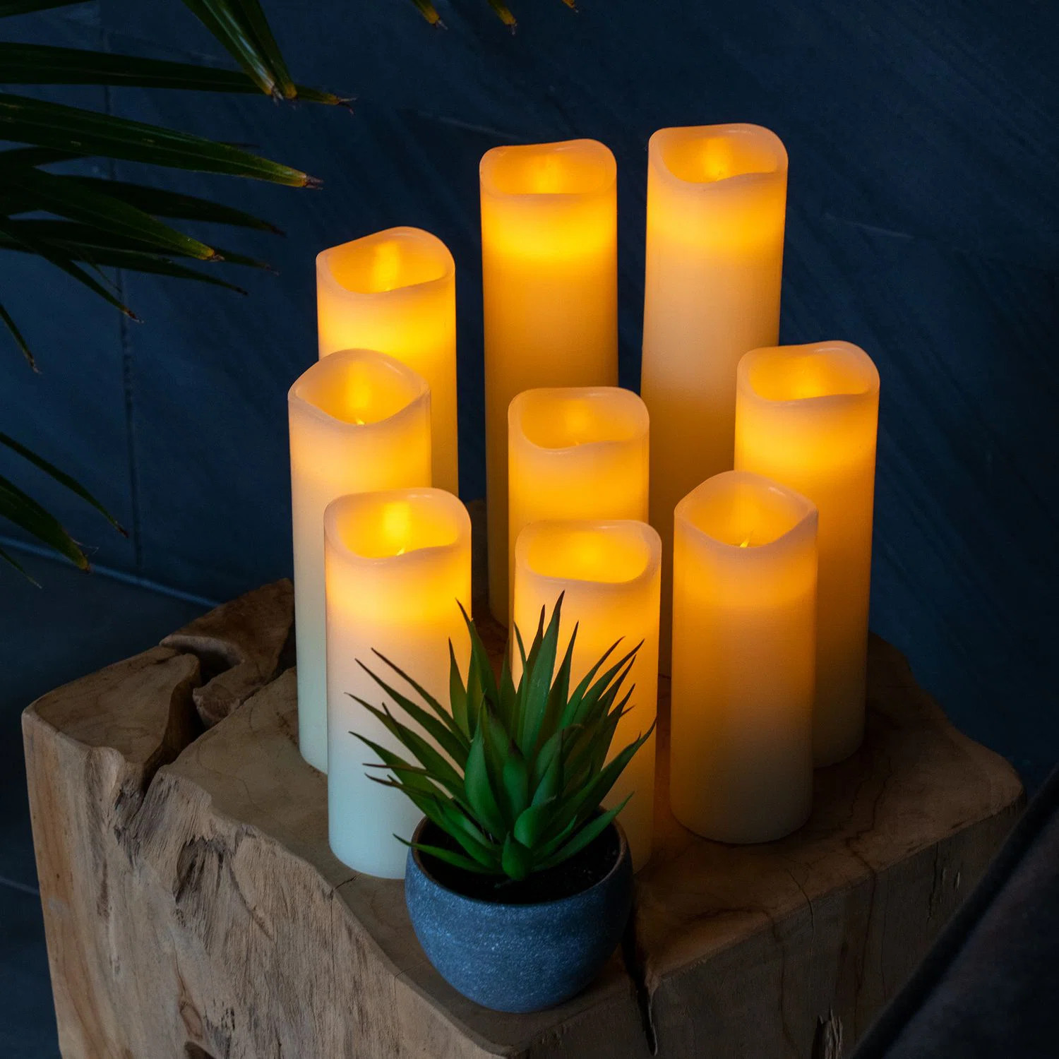 9 piece LED candles in different sizes made of wax in natural white - 5.5 x 13 /14 /16 /18 /20 / ... | Wayfair UK