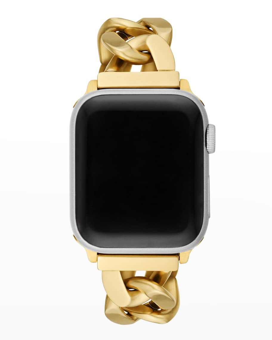 Tory Burch Gold-Tone Stainless Steel Curb-Link Band for Apple Watch, 38-41mm | Neiman Marcus