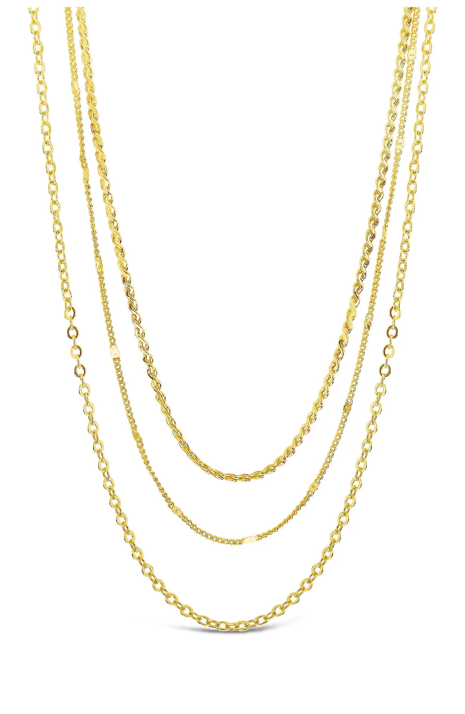14K Gold Plated Dainty Three Layer Chain Necklace | Nordstrom Rack