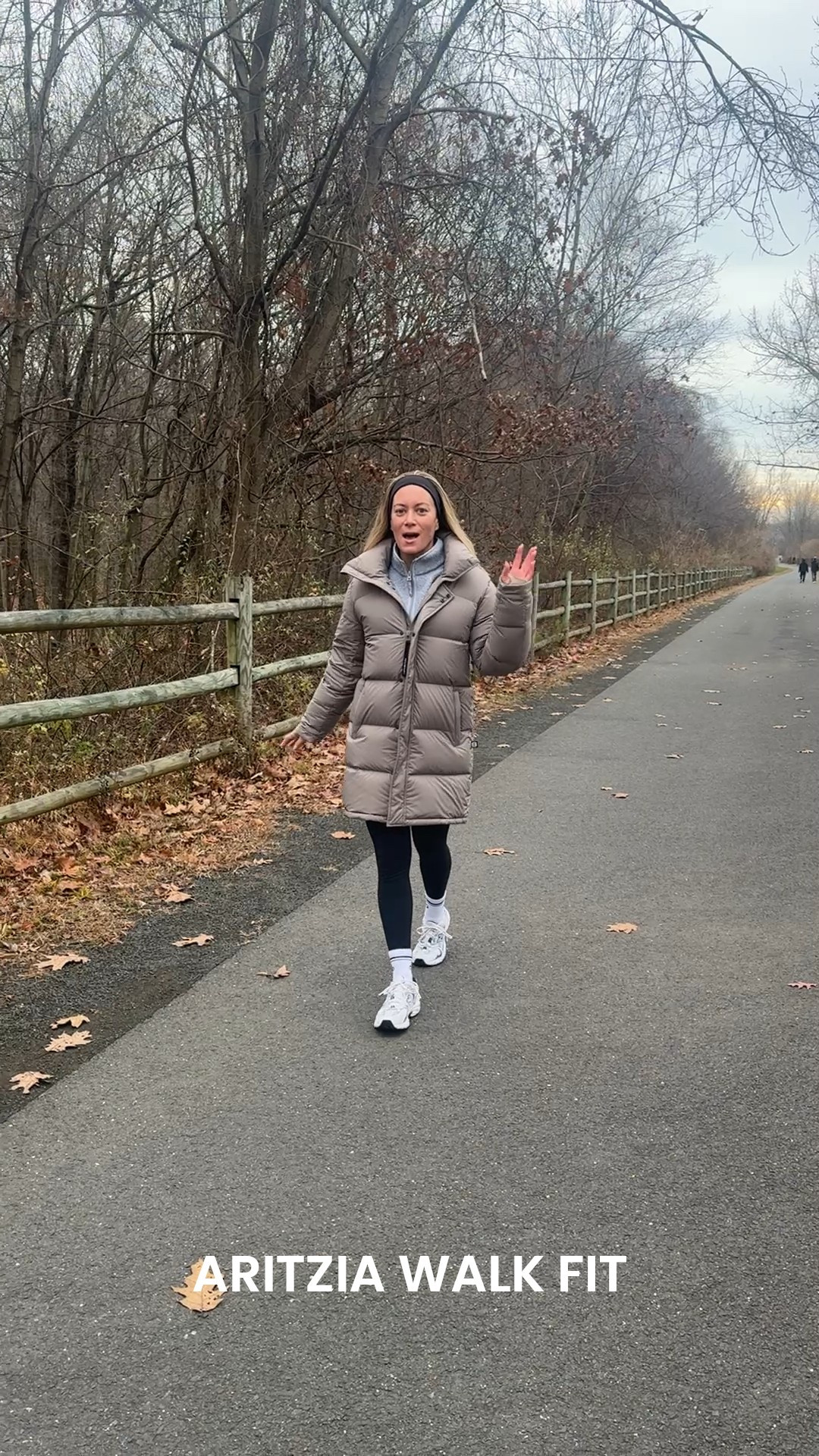 Morning walk fit in Aritzia super puff, Aritzia fleece , Amazon leggings with alo socks and new balance! 
