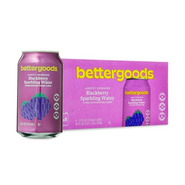 bettergoods Blackberry Flavored Sparkling Water, 12 fl oz, 8 Cans | Walmart (US)