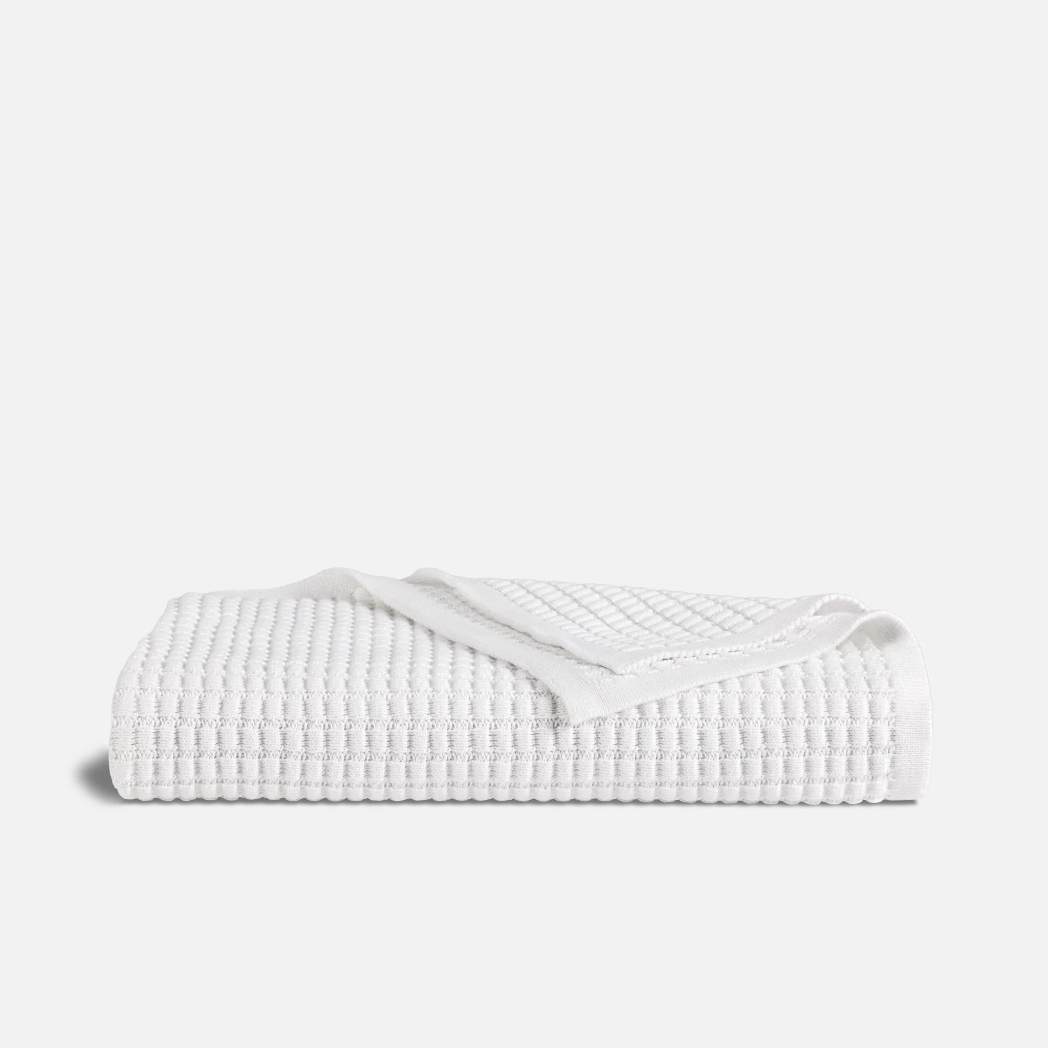 Brooklinen Grid Knit Cotton Throw Blanket in White | Brooklinen
