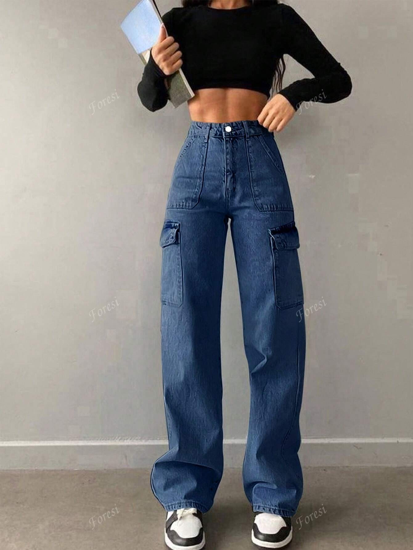 Women Classic Casual Loose Fit Straight-Leg Denim Jeans | SHEIN