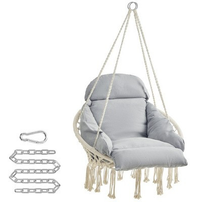 SONGMICS Hanging Chair, Hammock Chair with Large, Thick Cushion, Boho Swing Chair Cloud White and Gray | Target