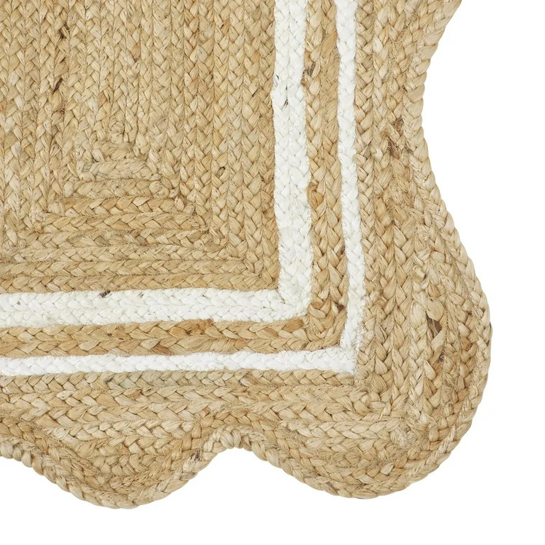 My Texas House Natural/White Scallop Jute with Border Rug Runner, 2' x 7' | Walmart (US)