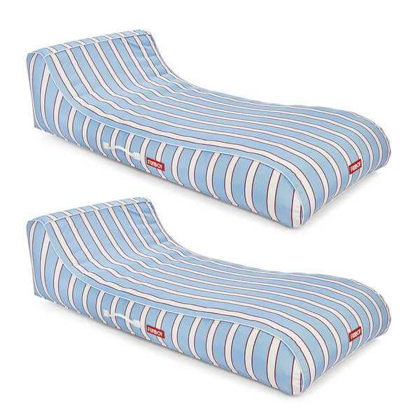 Fabric Sunbed Lounger Blue Striped, 2-Pack | FUNBOY
