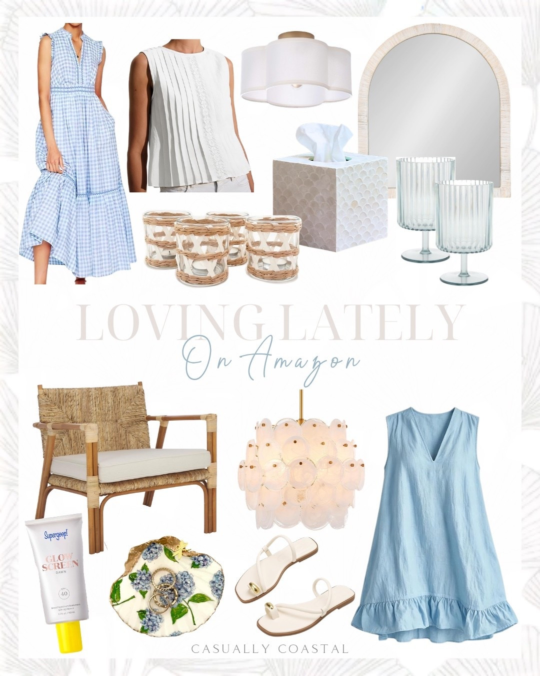 Loving Lately on Amazon

Amazon dress, Amazon chair, Amazon mirror, Amazon tank top, Amazon sandals, Amazon glasses, banana weaving accent chair, coastal chair, coastal home decor, sleeveless gingham dress, blue and white dress, pleated crop tank top, white tank top, arch rattan mirror, wooden mirror, flush mount ceiling light, blue hydrangeas ring dish, coastal ring dish, capiz square tissue box cover, modern glass chandelier, wine glass set, woven rattan tea light candle holders, supergoop glow screen, linen dress, cotton gauze sundress, toe ring sandals

#LTKHome #LTKSeasonal