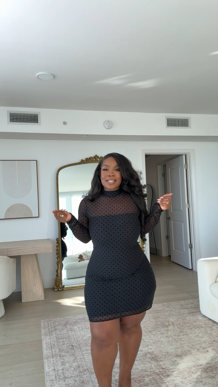 How fun is this mini dress?? Loving the open back detail and sheer neckline 🤏🏾🤏🏾

Abercrombie is doing 25% off select styles 

This would be so cute styled with tights for a holiday party look

Size: L 

Holiday dress, holiday outfit, mini dress, long sleeve dress, polka dots, mesh dress, curvy girl fashion, black mini dress, Emmy Petit 

#LTKHoliday #LTKPetite #LTKMidsize