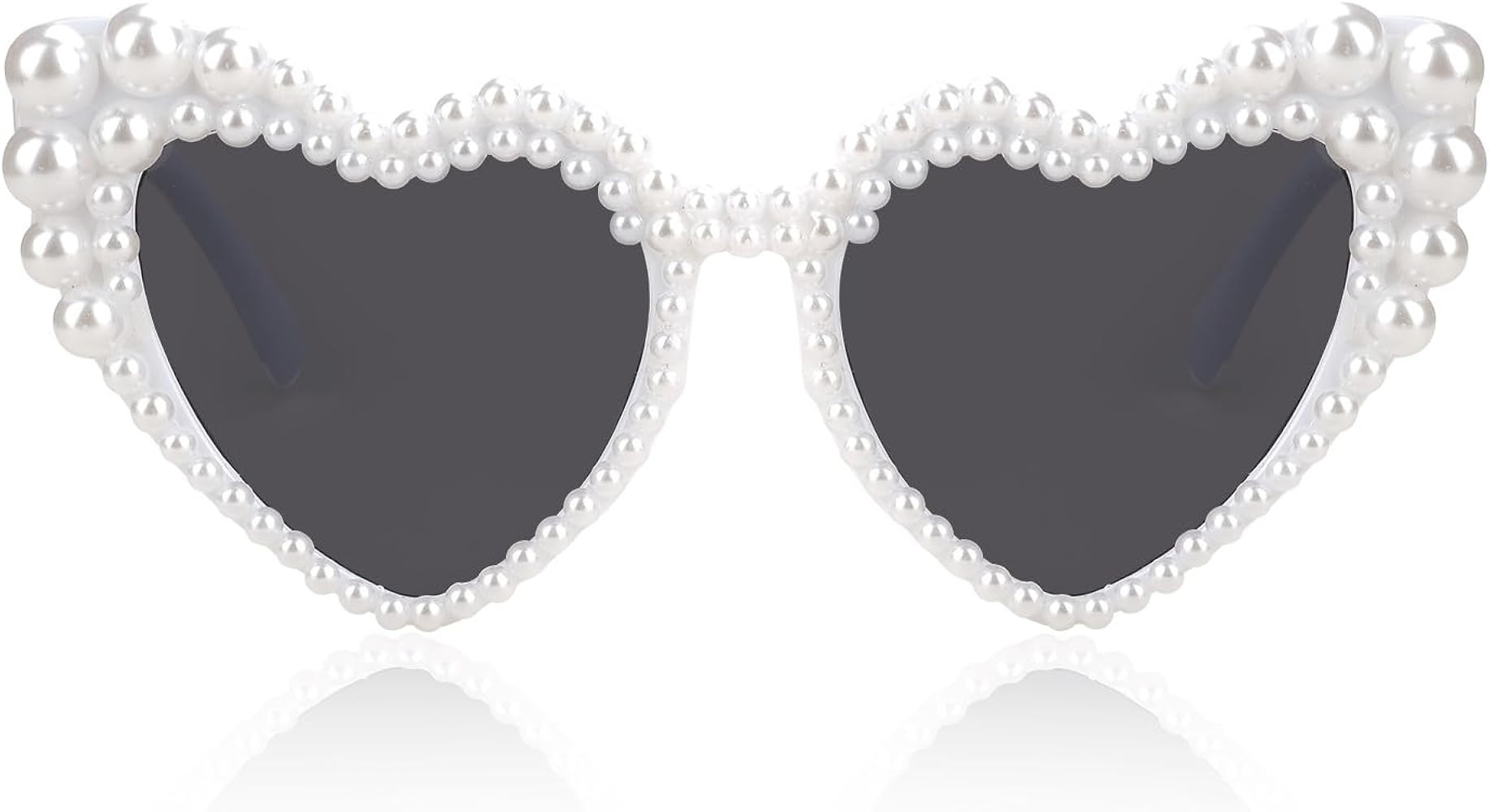 Love Heart Pearl Sunglasses for Women Rhinestone Glasses Bachelorette Party Bride Sunglasses | Amazon (US)