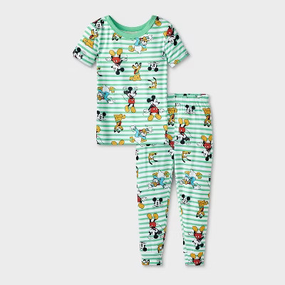 Toddler 2pc Mickey Mouse & Friends Viscose Snug Fit Pajama Set - Green | Target