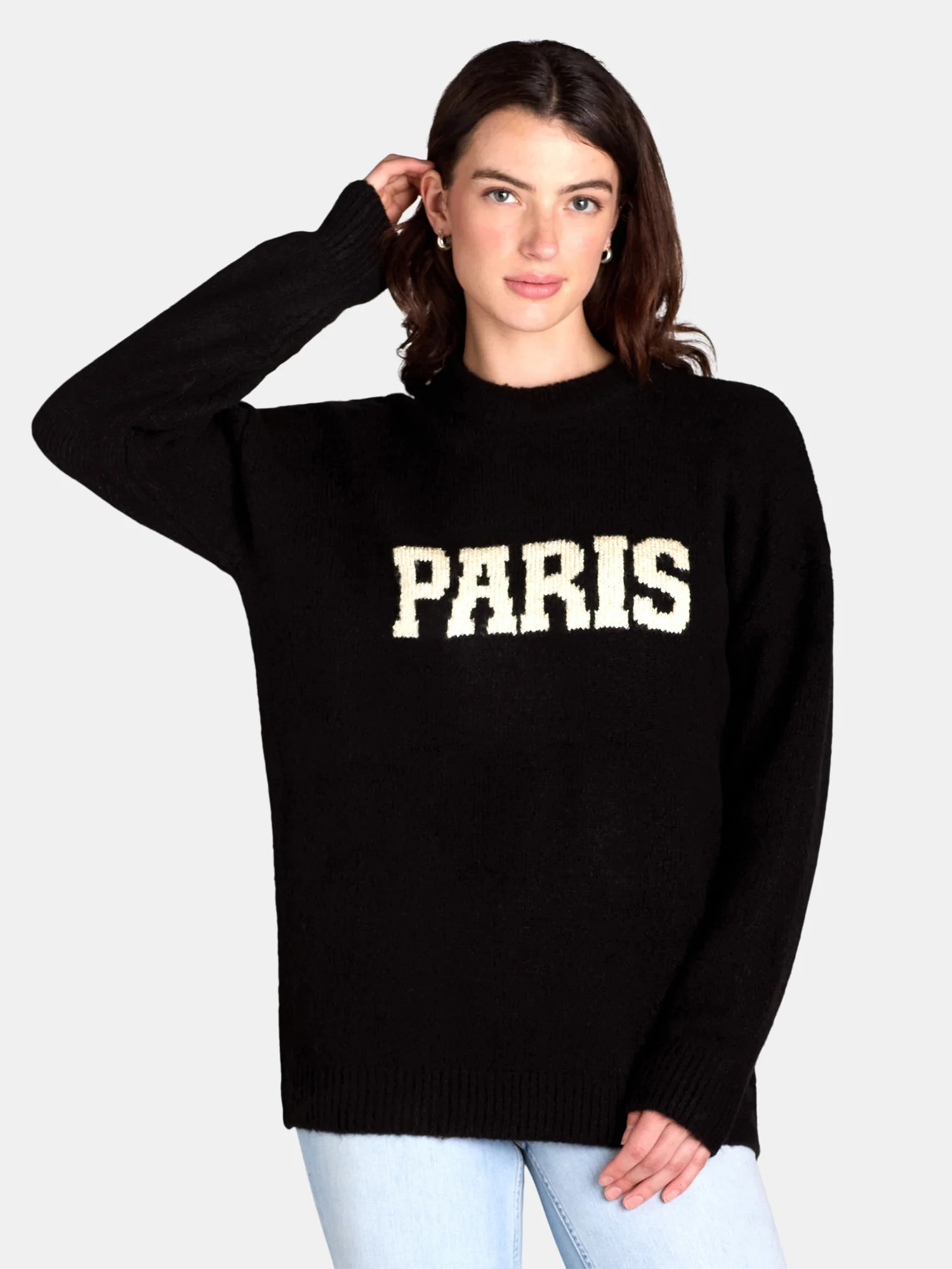 Madden NYC Oversized Graphic Sweater, Women's and Women's Plus, Sizes XXS-4X | Walmart (US)