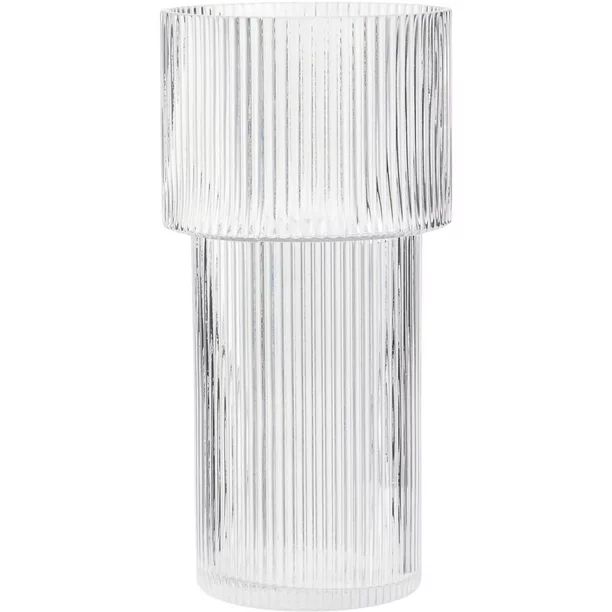 PORPAN Clear Glass Vase, Flower Vase for Centerpieces, Ribbed Vase, Tall Vase, Large Glass Vase, ... | Walmart (US)