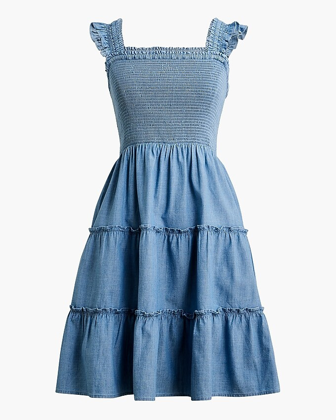 Chambray smocked mini dress | J.Crew Factory