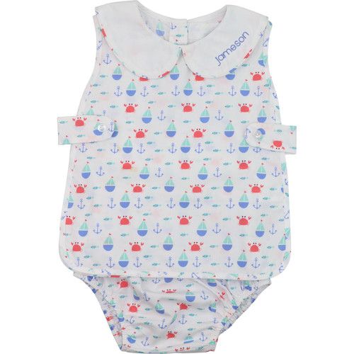 Sailboat And Crab Print Diaper Set | Cecil and Lou