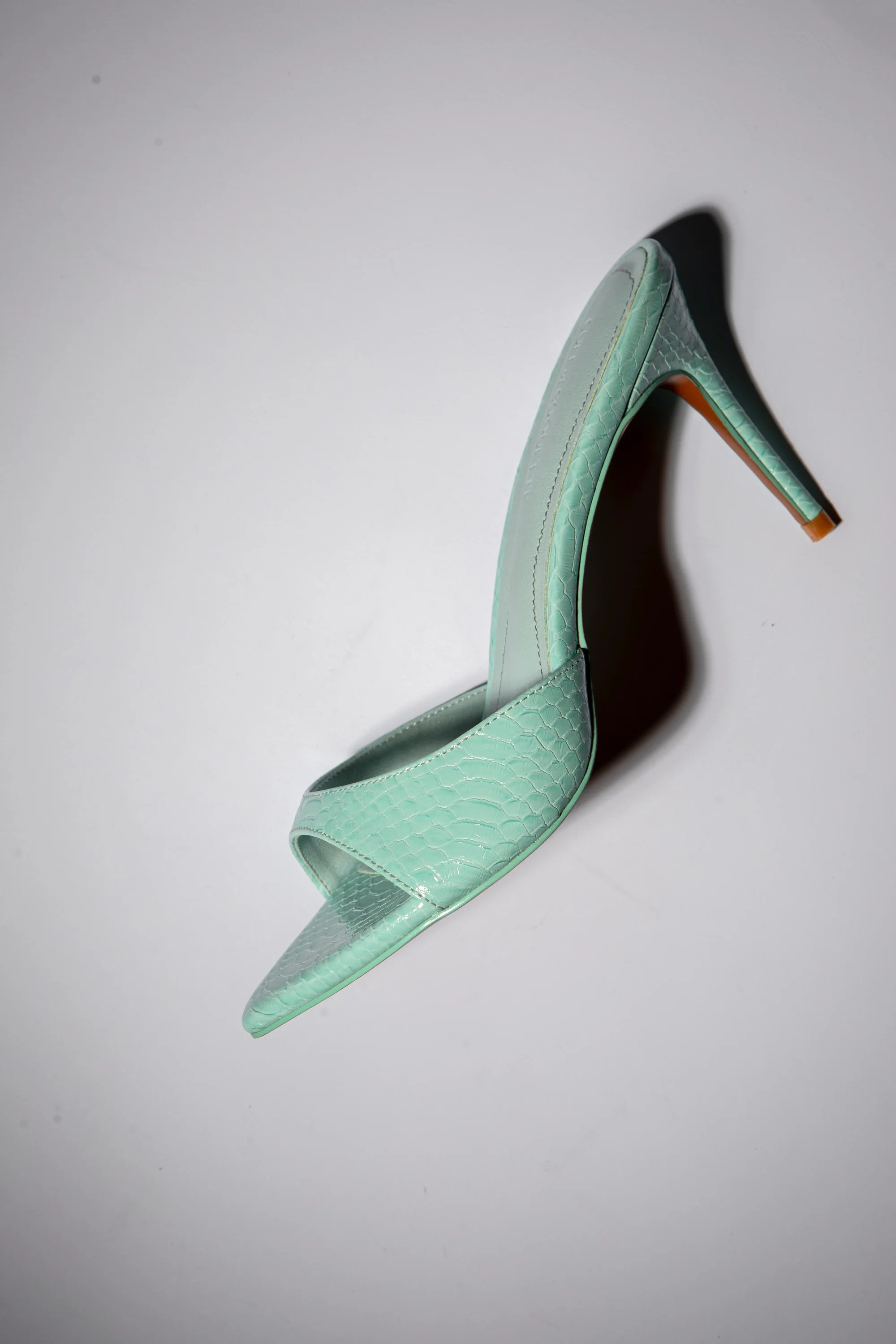 Gia Seafoam Reptile Vegan Mules 80 mm | CULT OF COQUETTE