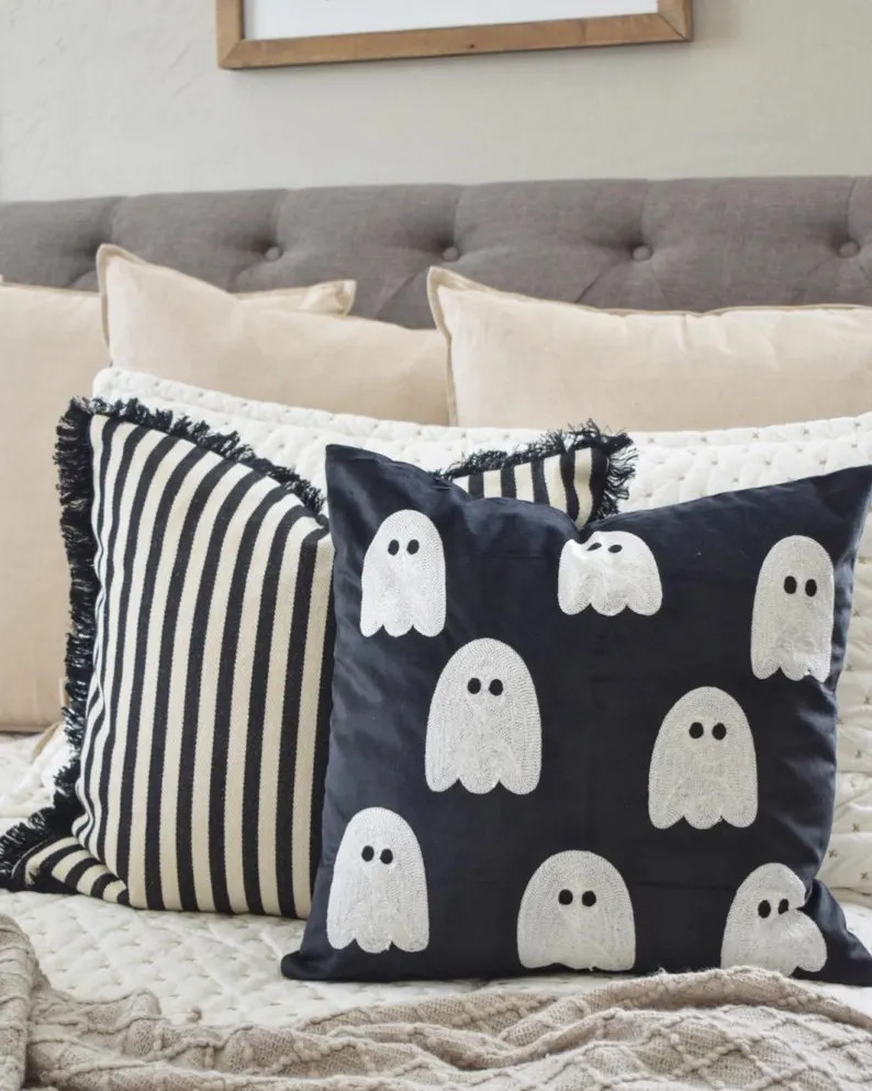 Halloween Pillow, Ghost Pillow, Halloween Decor, Fall Pillow, Fall Decor, Cute Ghost Pillow Cover... | Etsy (US)