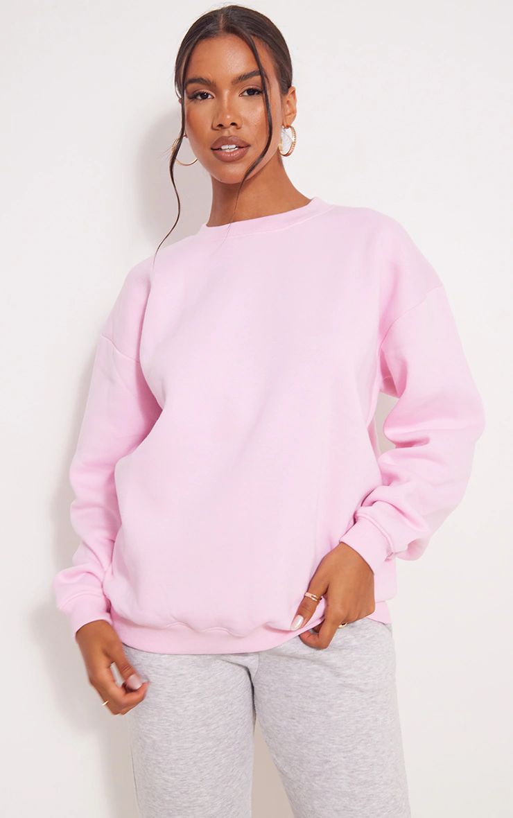 Baby Pink Oversized Fit Sweatshirt | PrettyLittleThing US