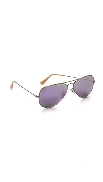 Ray-Ban Mirrored Aviator Sunglasses - Bronze/Lilac Mirror | Shopbop